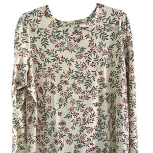 WOMAN WITHIN Long Sleeve Creme Floral Print T Shirt Crew Neck Plus Size 14/16